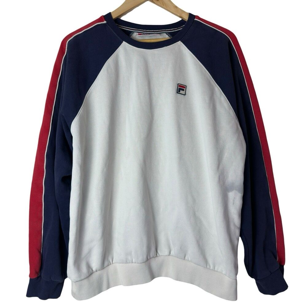 FILA Mens Sweatshirt Nestor Retro Crewneck Sz Large Preppy Sporty Sportswear
